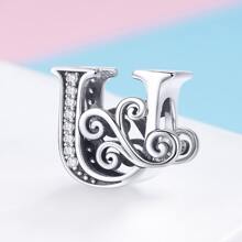 1 pieza vintage plata de ley 925 26 con letra colección A a Z colgante para plata esterlina Pulsera o Brazalete Bisutería regalo
