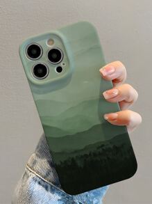 Funda de teléfono con estampado de paisaje de color verde manzana - Multicolor - Ver 1