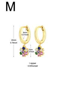 1 đôi Sang trọng Vàng lấp đầy Đầy màu sắc Khối Zirconia  Dangle Bộ bông tai Đối với phụ nữ Thời trang Buổi tiệc Đồ trang sức - Vàng - Xem 11