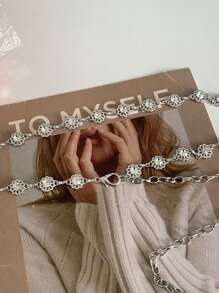 1件女士银色金属腰链，适合夏季连衣裙、西装外套，精致腰带，时尚链条设计，波西米亚风，适合万圣节、夏季、秋季、上学、万圣节等场合。 - 銀色 - 查看 3