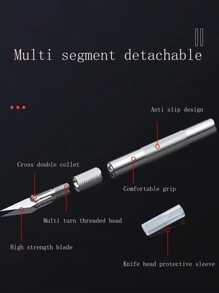 3入組/套鋁合金雕刻刀套裝帶防滑筆筒適用於DIY藝術雕刻和切紙,包括15cm不銹鋼尺 - 銀色 - 查看 3