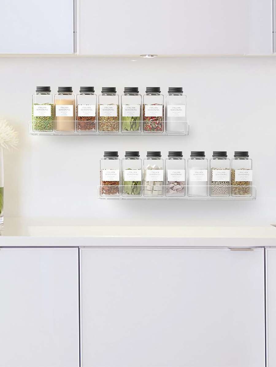 1 套透明亞克力香料架,廚房懸掛調味品收納架 - 白色 - 查看 1