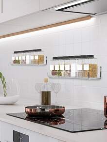 1 套透明亞克力香料架,廚房懸掛調味品收納架 - 白色 - 查看 2