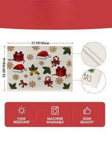 1 Peça Natal Temático Descanso De Mesa & Caminho De Mesa , Linho Tabela Decoração Para Natal Cozinha Sala De Jantar , Perfeito Para Festa De Natal Suprimentos & Decorações Para Casa , Ótimo Presente Para A Festivo Feriado Atmosfera - Multicolorido - Visão 7