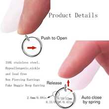 1Pair Fake Septum Piercing Rings for Men Women, Faux Nose Rings Hoop Stainless Steel Faux Lip Ear Nose Septum Ring Non Piercing Clip On Nose Hoop Rings Fake Lobe Cartilage Tragus Forward Helix Earrings