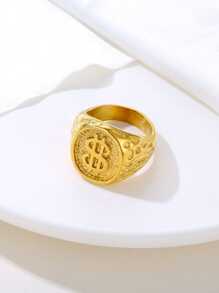 Anillo De Moda Para Hombre Con Signo De Dólar Estadounidense - Amarillo Oro - Ver 2