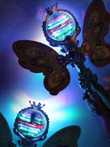 Rotating Magic Wand With Self-provided Battery, Rotating Light Ball, Colorful Lighting, Multi-sound Effects, Growth Handle, 3d Printed Wing Texture - Pink - View 5