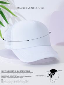 1pc Simple Decorated Trucker Hat Baseball Cap, Suitable For Daily Wear - White - View 4