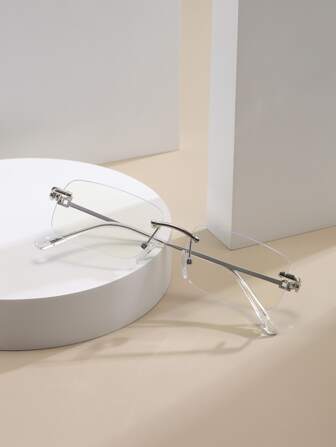 1pc Silver Rimless Glasses Clear Glasses Accessories