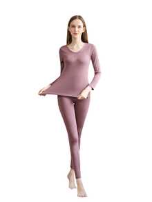 Bộ đồ lót giữ nhiệt cho nữ màu trơn - Màu tím - Xem 2