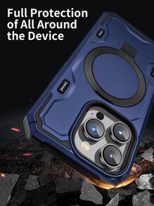 Habyby Men Magnetic Armor Anti-Fall Case With Kickstand Holder  Compatible With IPhone 11/IPhone 13/IPhone 14/IPhone 15/IPhone 12 - Navy Blue - View 5