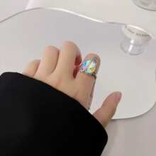 1pc Uncommon Design Asymmetrical Foil Texture Metal Circle Ring Set For Index Finger, Suitable For Women - Multicolor - View 1