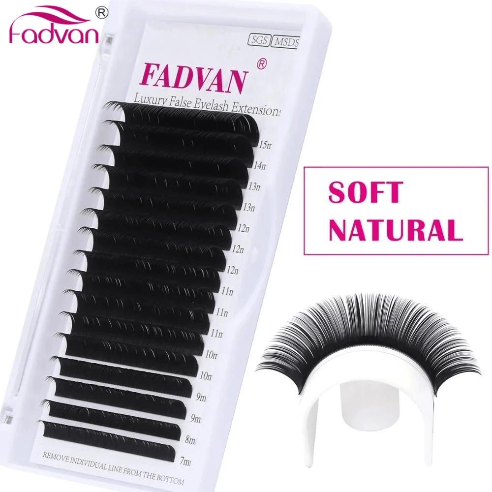 Fadvan 16 Hàng Nối Mi Cổ Điển Faux Mink Lashes Nối Mi 0.07 C/D Curl Tự Nhiên Mềm Mại Riêng Lash Extensions - màu đen - Xem 1
