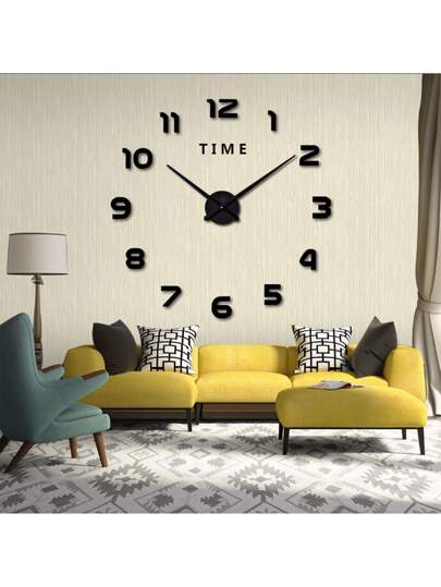 Large 3D DIY Wand Klok Arabic Numerals Frameless Spiegel Surface Sticker Home Living Room Bedroom(Black),Home ,Room Birthday Graduation Bedroom Dormitory Back To School