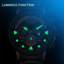 Đồng hồ đeo tay thạch anh thể thao thời trang sang trọng MEGIR Original dành cho nam, lịch phát sáng, dây đeo bằng thép, đồng hồ nam doanh nhân - Vàng - Xem 7