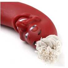 1pc Pet Dog Toy Sausage Shaped Chew Rope, Safe Silicone Puppy Toy - Burgundy - View 4