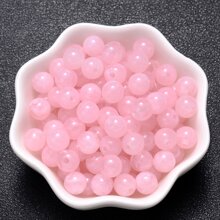 100pcs/Set 8mm Gradient Acrylic Beads Round Cat's Eye Loose Spacer Beads For Jewelry Making Diy Handmade Bracelet Necklace Accessories - Pink - View 19