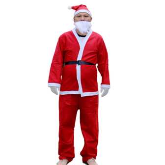5pcs Per Set Adult Size Disposable Red Non-Woven Felt Santa Suits, Christmas Costume Men Santa Outfits Include Jacket Pants Hats Beard Belt Santa Claus Costumes For Santa Running Events Best Gifts Birthday Home Decor Christmas Decorations Room Decor Winter Christmas Decorations Home Christmas Gifts Christmas Decor