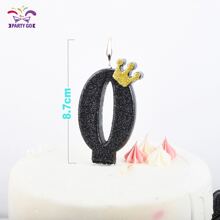 創意皇冠&數字形狀生日蠟燭 - 黑色 - 查看 1