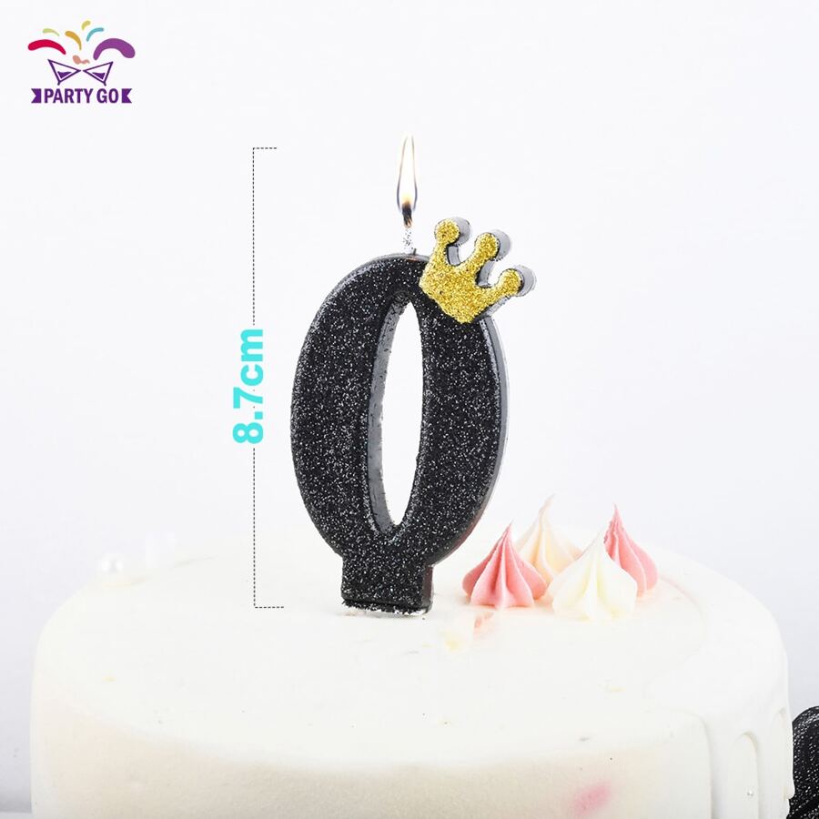 創意皇冠&數字形狀生日蠟燭 - 黑色 - 查看 1