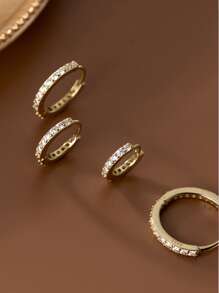 BALMORA 一对精致奢华的S925纯银立方氧化锆耳环，适合派对和日常佩戴 - 金色 - 查看 10