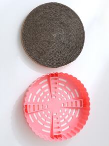 耐用圓形紙板抓扒工具床貓玩具,大尺寸帶,劍麻,波紋紙板 - 粉色 - 查看 7