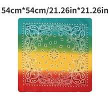 1入組時尚渦紋圖案頭巾方巾嘻哈方形圍巾漸變色圍巾適合女士 - 米色 - 查看 4