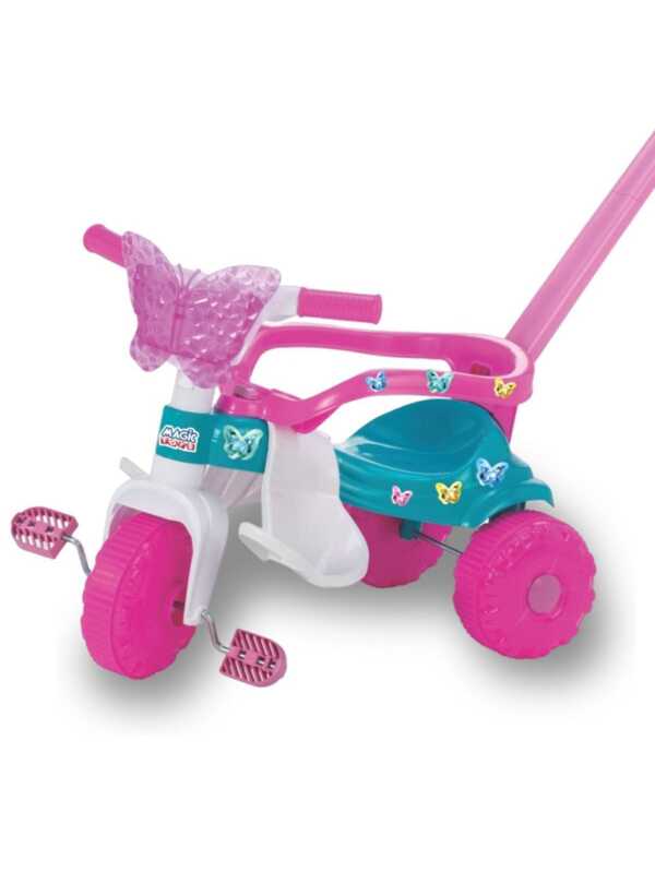 Triciclo Motoca Infantil Butterfly Rosa Sem Luz