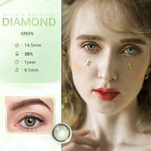 EYESHARE 1 Pasang Lensa Kontak Berwarna Sekali Pakai, 14.5mm, Desain Rhinestone, Cocok Untuk Riasan Mata, Kostum Halloween Dan Cosplay - Hijau - View 3