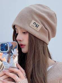 1入組鬆垮的毛線帽,嘻哈風格柔軟輕量級運動帽,成人侏儒帽化療帽男女適用堆疊帽休閒帽 - 卡其色 - 查看 2