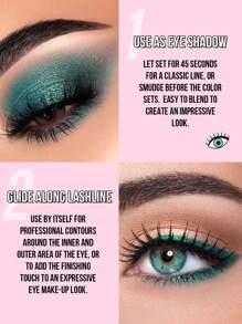 Misslyn 高显色度双效膏状眼线笔，防晕染，无动物实验，顺滑持久，适合Y2K、派对、海滩、旅行、度假、露营、户外活动、送礼、玫瑰时尚、新年、情人节、校园、中国新年等场合。 - 141 Green Shimmer - 查看 7