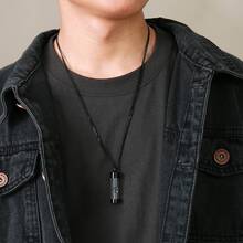 Memorial Jewellery Stainless Steel Glass Hourglass Shapes Urn Cremation Pendant Necklace - Black - View 7