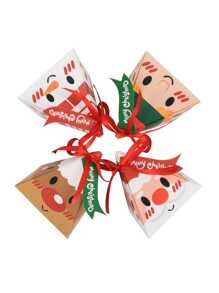 8Pcs Christmas Gift Packaging Box Santa Claus Christmas Box With Ribbon - Multicolor - View 2