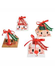 8Pcs Christmas Gift Packaging Box Santa Claus Christmas Box With Ribbon - Multicolor - View 4