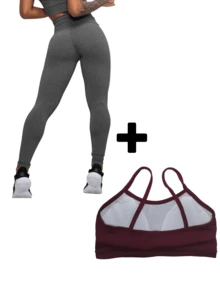 Women Sports Sets - 酒紅色 - 查看 2
