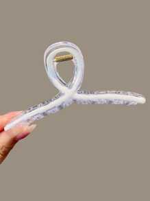 1pc Matte Finish Solid Color Hair Clip, Perfect For Summer Casual - Beige - View 2