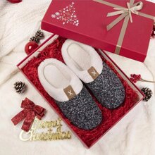 Classic Simple And Durable Thick Bottom Warm Home Slippers (plus Size) - Dark Grey - View 1