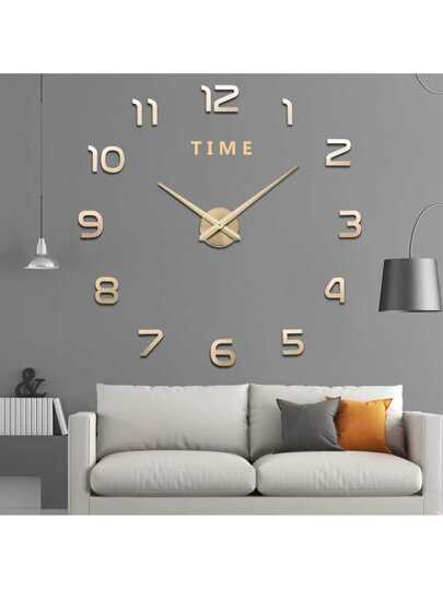 Large 3D DIY Wand Klok Arabic Numerals Frameless Spiegel Surface Sticker Home Living Room Bedroom(Golden),Home ,Room Birthday Graduation Bedroom Dormitory Back To School