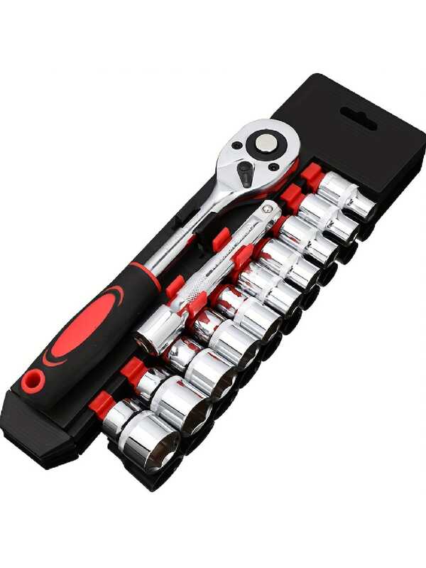 12pcs 1/4 Inch Socket Set with Ratchet Wrench, Extension Rod, and Combo