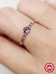 1 PC s925 Sterling Silver Geometric Ring For Woman Wedding Jewelry Fine Rings - Gold Size 6 - View 1