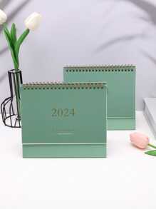 1入組綠色2024年時尚桌曆,簡約設計適用於辦公室裝飾 - 綠色 - 查看 6