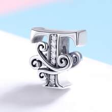 1 pieza vintage plata de ley 925 26 con letra colección A a Z colgante para plata esterlina Pulsera o Brazalete Bisutería regalo