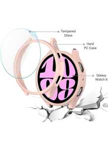6入組男女式拼色時尚休閒pc防摔空心智慧手錶保護殼和屏幕保護器鋼化膜,適用於三星galaxy Watch Case 40mm/44mm,適用於三星galaxy Watch 6,智慧手錶保護殼配件 - 彩色 - 查看 7