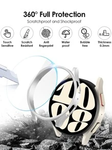 6入組男女式拼色時尚休閒pc防摔空心智慧手錶保護殼和屏幕保護器鋼化膜,適用於三星galaxy Watch Case 40mm/44mm,適用於三星galaxy Watch 6,智慧手錶保護殼配件 - 彩色 - 查看 2