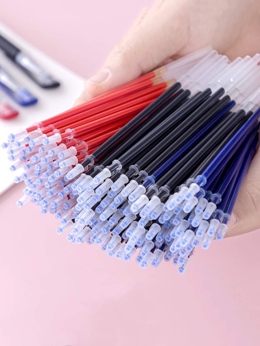 100 支 0.5 毫米全金属尖圆珠笔替换芯，随机颜色笔套/笔尖替换墨盒适用于一般用途返校