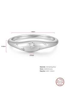 Personalised Design Jewelry Asymmetric Chunky Rings 925 Sterling Silver Jewelry Textured Rings Fine Jewelry Cubic Zirconia Gemstone Rings For Women - Silver - View 3