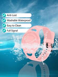 Pink Silica Gel Material Watch Band Compatible With Apple Airtag - Pink - View 3