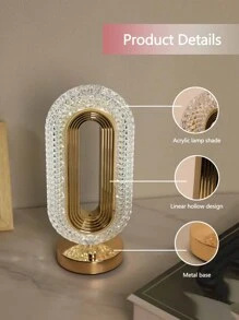 1pc Chargeable/Plugged 3-Color & RGB Acrylic Metallic Atmosphere Desk Lamp - Multicolor - View 11