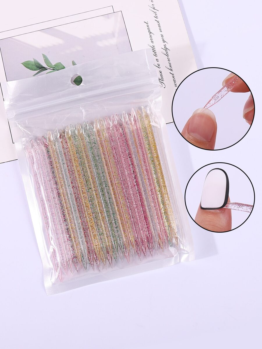 Manicure Applicator Set With Rhinestone Picker, Wearable Nail Orange Stick, Remover Stick, Nail Art Stamper, Dual-Sided Cuticle Pusher, Gradient Brush, 50Pcs/Pack Disposable Individual Applicators Eyelash Extension Crystal Micro Brushes - Multicolor - View 1