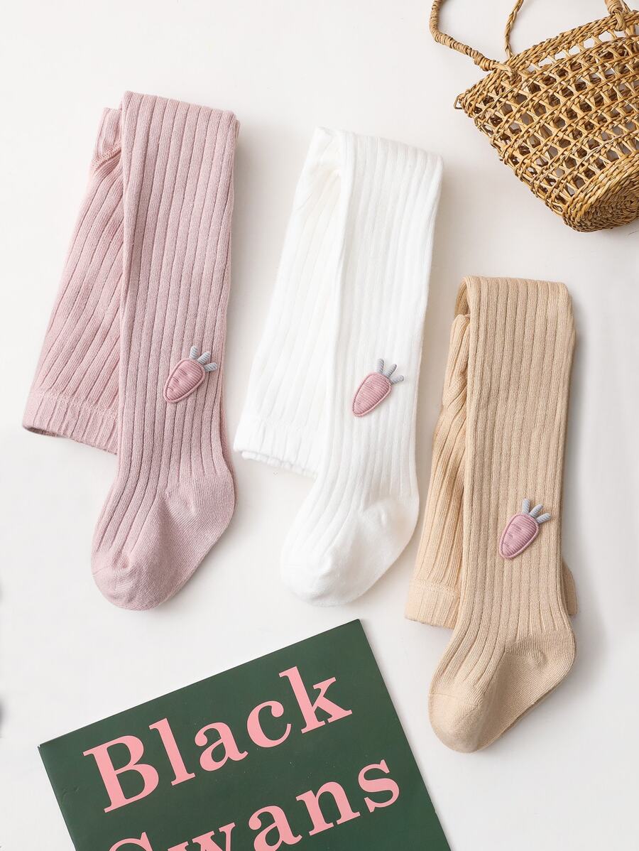 3-pack Girls' Classic Striped Tights With Bow-knot Decoration - Multicolor - View 1